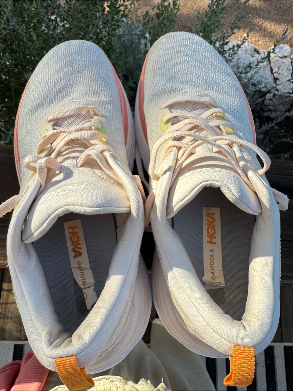 Hoka gaviota Women’s Cream and Peach Running Sneakers - Picture 4 of 8